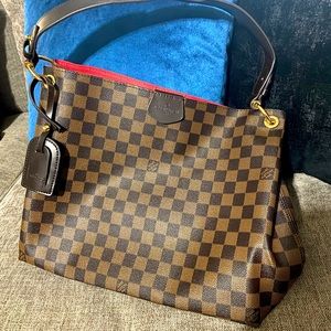 Checkered brown and black bag.